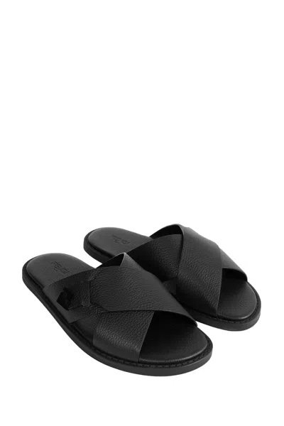 Fendi Squared Ff Slides In Black