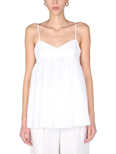 Aspesi Mini Poplin Top With Thin Shoulder Straps In White