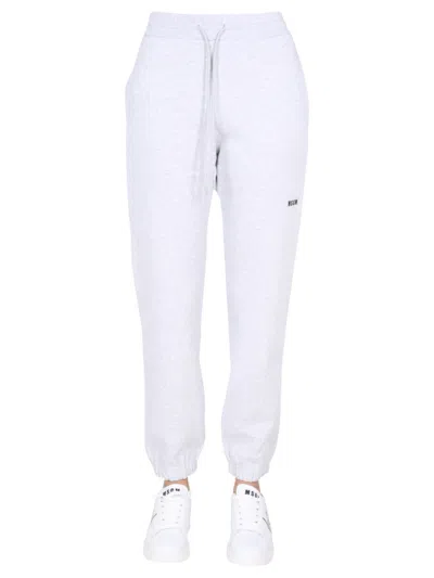 Msgm Grey Cotton Logo Activewear In Grey
