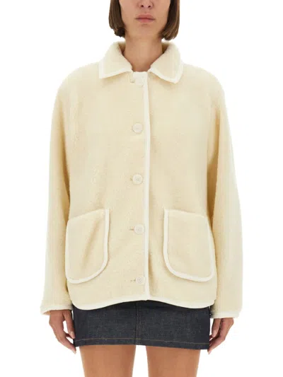 A.p.c. Stylish Coat With Large Pockets And Trim In Neutral