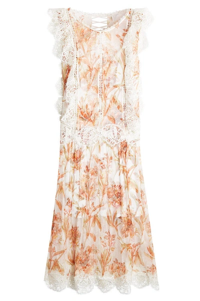 Zimmermann Printed Dress With Crochet In Florals