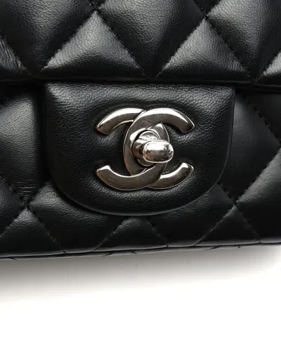 Pre-owned Chanel Classic Mini Rectangular Single Flap Bag In Black