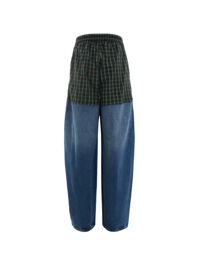 Alexander Wang Layered Check-pattern Jeans In Multi