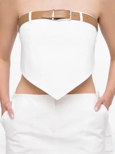 Medeea Deconstructed Pointed-hem Top In White