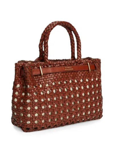 Tommy Hilfiger American Icon Leather Tote Bag In Brown