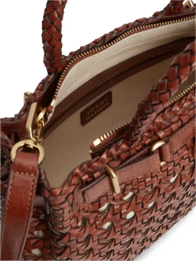 Tommy Hilfiger American Icon Leather Tote Bag In Brown