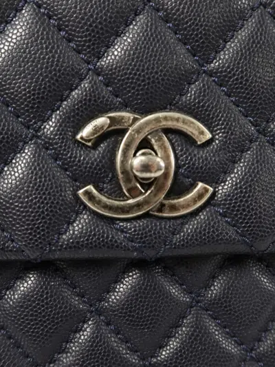 Pre-owned Chanel Cc Coco Handle Tote Bag In Blue