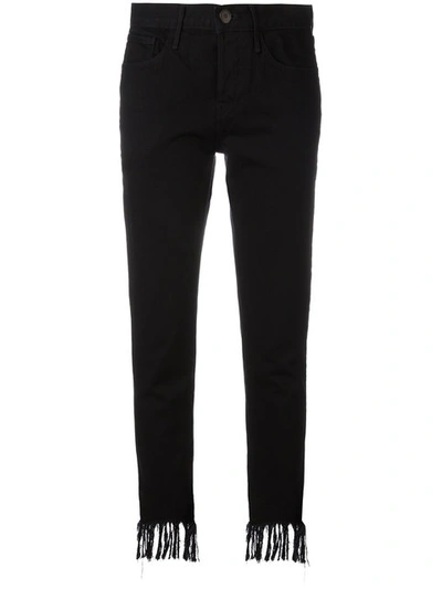 3x1 Frayed Cropped Mid-rise Jeans In Black