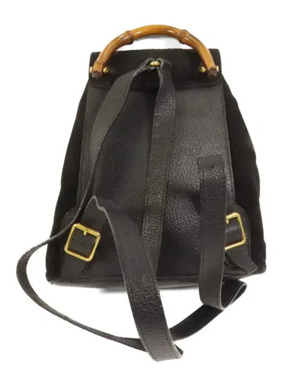 Pre-owned Gucci Bamboo Turn-lock Backpack In Black