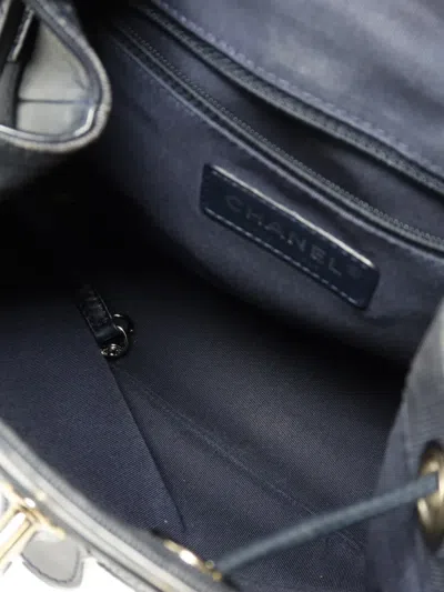 Pre-owned Chanel Cc Turn-lock Chain Backpack In Blue
