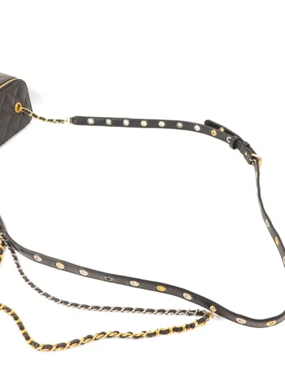 Pre-owned Chanel Vanity Diamond-quilting Shoulder Bag In Black