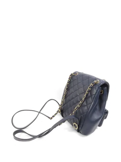 Pre-owned Chanel Duma Turn-lock Chain Backpack In Blue