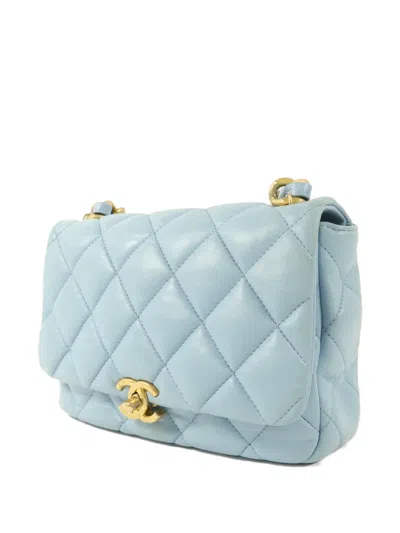 Chanel Cc Turn-lock Flap Leather Shoulder Bag In Blue