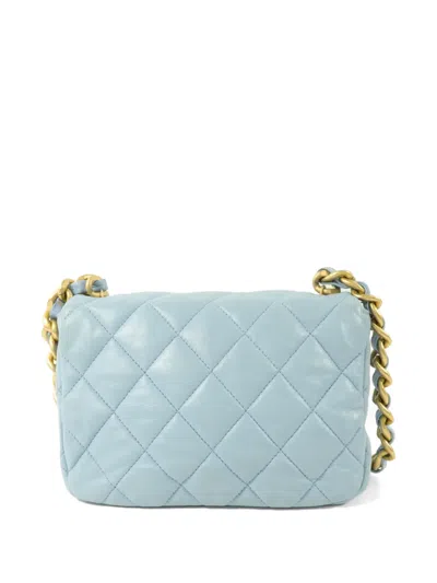 Chanel Cc Turn-lock Flap Leather Shoulder Bag In Blue