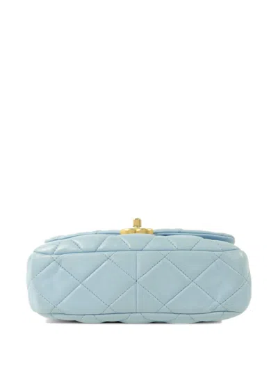Chanel Cc Turn-lock Flap Leather Shoulder Bag In Blue
