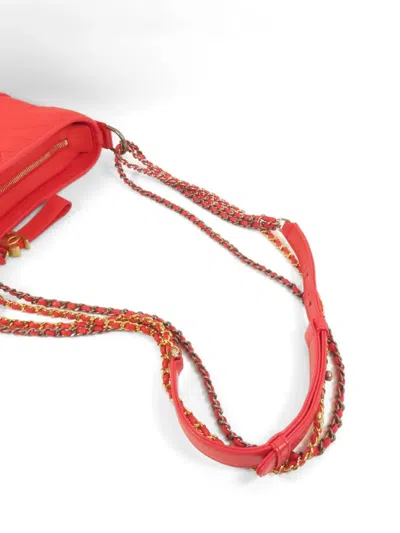 Pre-owned Chanel Gabrielle Chevron-quilted Calfskin Shoulder Bag In Red