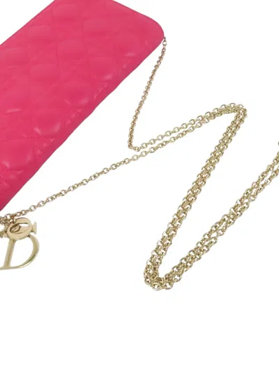 Pre-owned Dior Cannage Chain Shoulder Bag In Pink