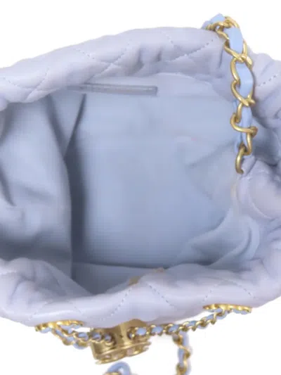 Pre-owned Chanel Cc Quilted Bucket Bag In Blue