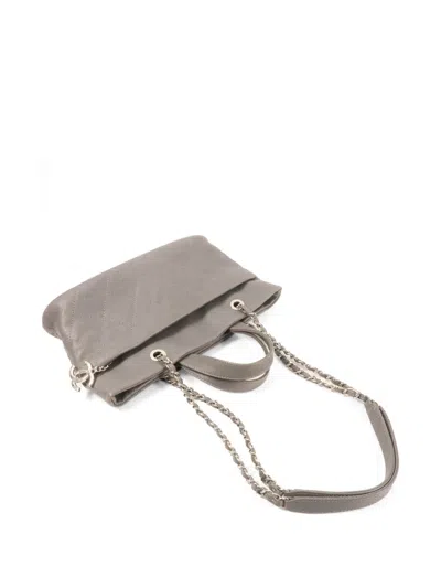 Pre-owned Chanel Quilted Cc Charm Shoulder Bag In Gray