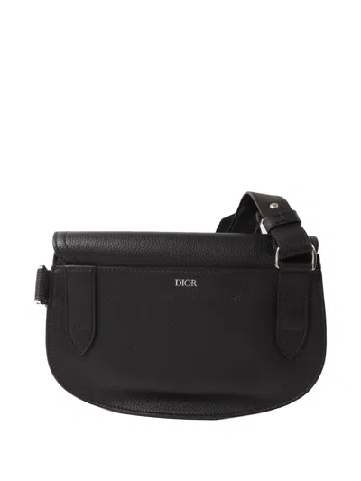 Pre-owned Dior Saddle Leather Belt Bag In Black