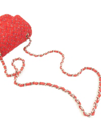 Chanel 20 Mini Flap Tweed Shoulder Bag In Red