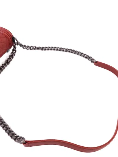 Pre-owned Chanel Boy Cc Shoulder Bag In Red