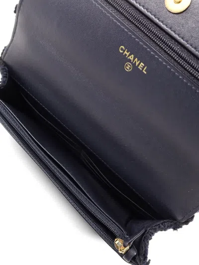 Pre-owned Chanel Cc Woc Tweed Shoulder Bag In Blue