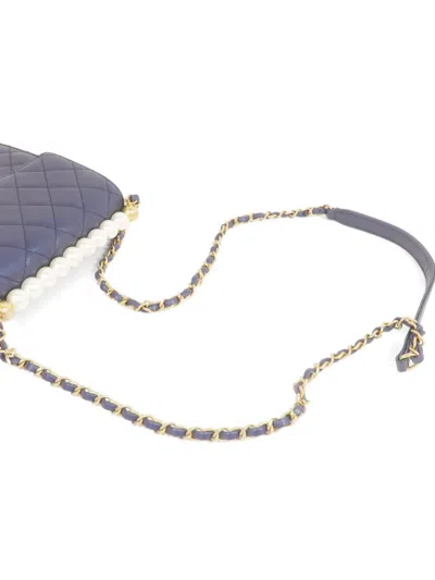 Pre-owned Chanel Cc Turn-lock Leather Shoulder Bag In Blue