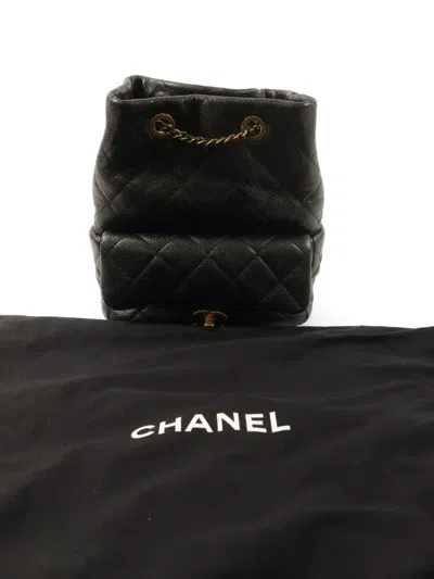 Pre-owned Chanel Cc Turn-lock Leather Backpack In Black