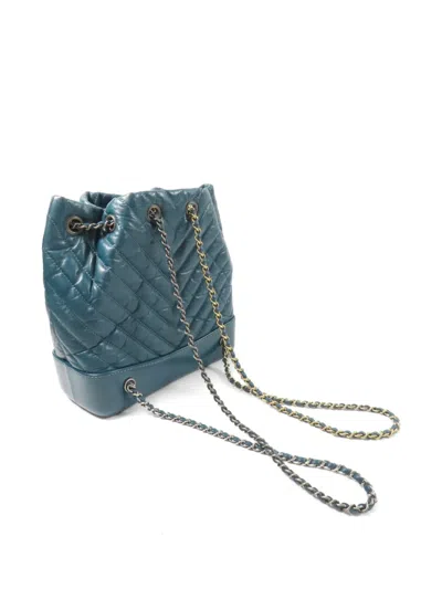 Pre-owned Chanel Cc Gabrielle Backpack In Blue