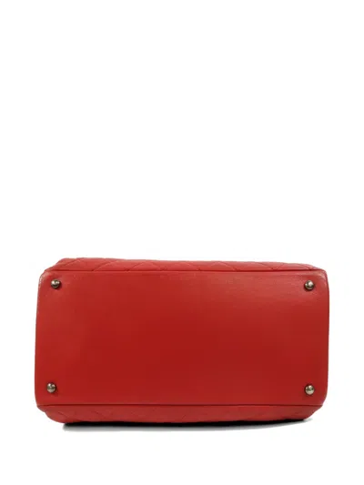 Pre-owned Chanel Cc Two-way Quilted Calfskin Tote Bag In Red