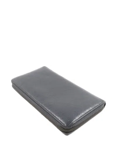 Pre-owned Balenciaga Stud-embellished Leather Wallet In Gray