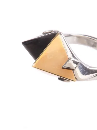 Pre-owned Louis Vuitton Double Pyramid Ring In Silver