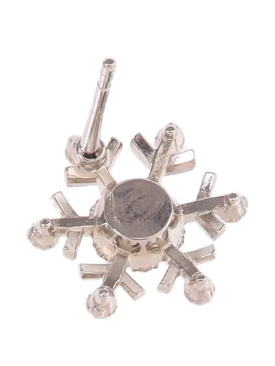Pre-owned Chanel Cc Snowflake Earrings In Silver
