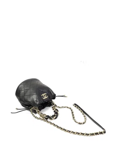 Pre-owned Chanel Quilted Cc Bucket Bag In Black