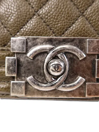 Pre-owned Chanel Boy 28 Quilted Crossbody Bag In Green