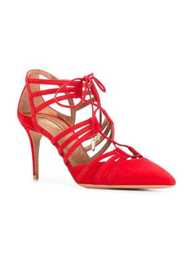 Shop Aquazzura 'roma' Pumps - Red