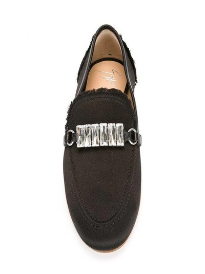 Shop Giuseppe Zanotti Clover Loafers In Black