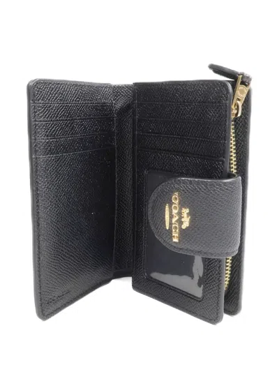 Pre-owned Coach Vintage Logo-plaque Wallet In Black