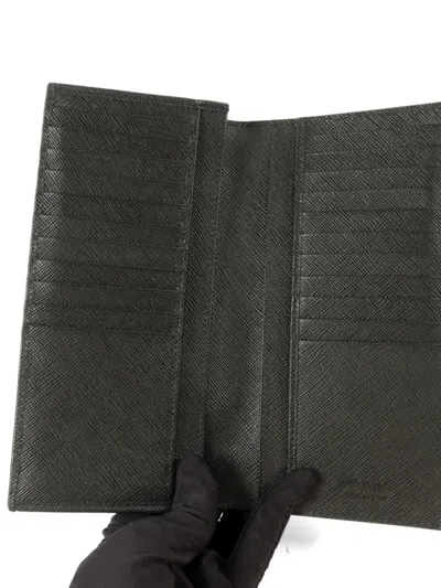 Pre-owned Prada Leather Bifold Wallet In Black