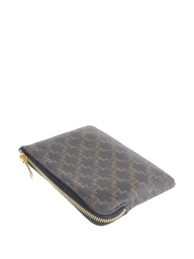 Pre-owned Celine Triomphe Pouch In Black