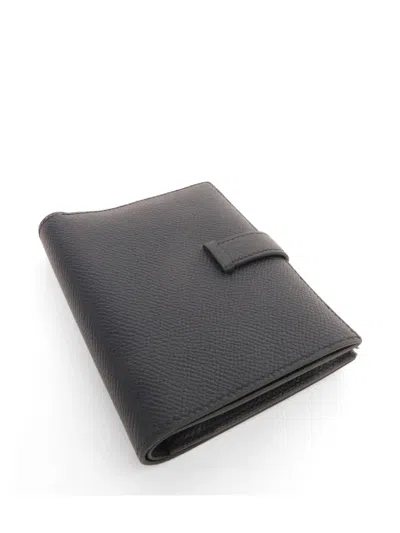 Pre-owned Hermes Bearn Compact Wallet In Blue