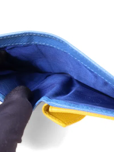 Pre-owned Prada Leather Bifold Wallet In Blue