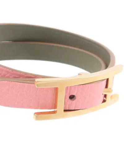 Pre-owned Hermes Behapi Double Tour Bracelet In Pink