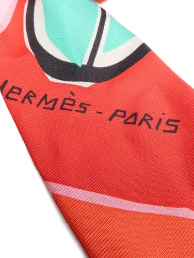 Pre-owned Hermes Chouchou Bella Silk Scrunchie In Orange