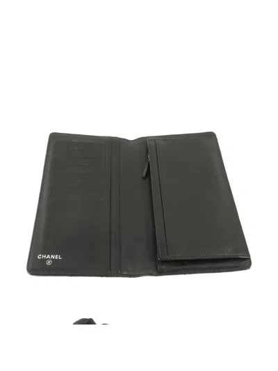 Pre-owned Chanel Cc Diamond-quilted Wallet In Black