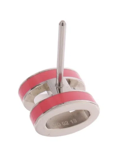 Pre-owned Hermes Mini Pop H Earrings In Silver