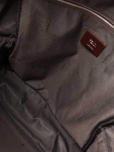 Pre-owned Fendi Ff Logo Backpack In Brown