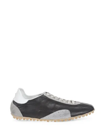 Maison Margiela Sneakers Sprinters In Suede And Leather With Vintage Finish In Black