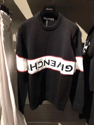 Givenchy Black Upside Down Logo Cotton Sweater In Multi